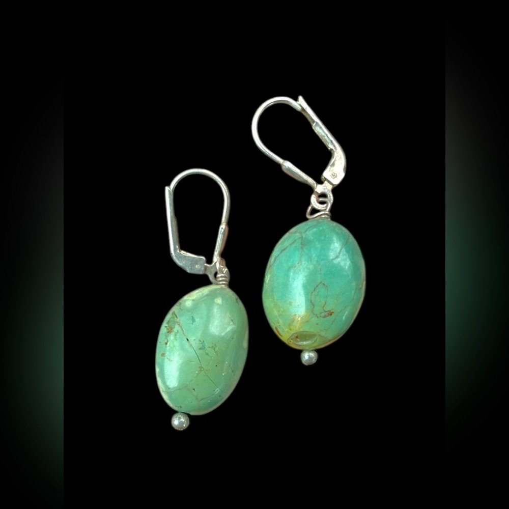 Turquoise Green Stone Drop Earrings - Unbranded